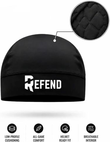 Football Skull Cap Padded, Helmet Liner with Crown Cushion, Comfort Fit, Breathable Lightweight Low Profile Beanie for Men Youth Black in Kuwait