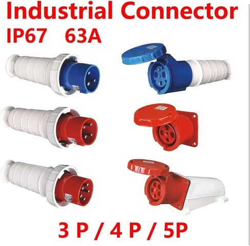 63A Industrial Plug and Socket 3P/4P/5Pin Electrical Connector IP67 Wall Mounted Male&Female(4P 63A Coupler) in Kuwait