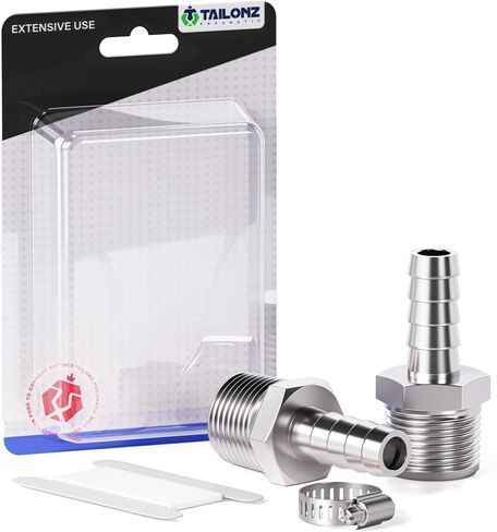 TAILONZ PNEUMATIC 304 Stainless Steel Hose Barb Fitting -5/16 Inch Barb to 1/4 Inch Male NPT Adapter（Pack of 3） in Kuwait