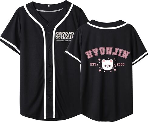 KPOP SKZ Baseball Jersey Felix Hyunjin Changbin Jisung Support tee for Men Women in Kuwait
