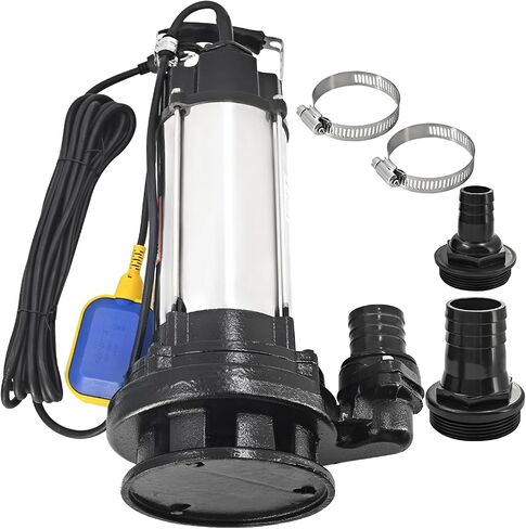 110V 2HP Sewage Grinder Pump, 4380GPH Submersible Sump Pump | w/Automatic Float Switch, 56FT Hose, 2'' NPT Discharge, Stainless Steel & Cast iron, for Basement Basin and Sewage Well in Kuwait