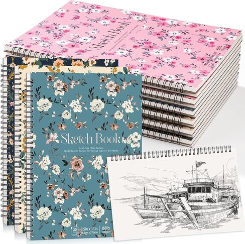 4 Pack Small Sketch Books, 5.5 x 8.5 Inch Mini Sketchbook, 68lb/100gsm Spiral Bound Small Sketch Pad, Acid Free Art Supplies Drawing Painting Sketchbook for Kids, Beginners, Artists in Kuwait