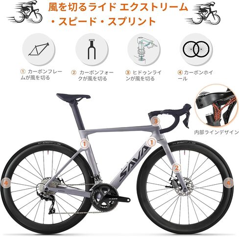 SAVADECK Carbon Road Bike, T800 Carbon Fiber Frame 700C Racing Bicycle with Shimano 105 R7000 22 Speed Groupset and Mechanical Disc Brake, Ultra-Light Carbon Bike in Saudi Arabia