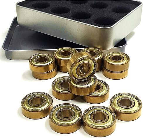 Bearings 608zz/627z Gold Tatinium Skate Skateboard Longboard Parts Inline Roller Scooter Quad Artistic Skates Bearing(16pcs 627z Gold Abec9) in Kuwait