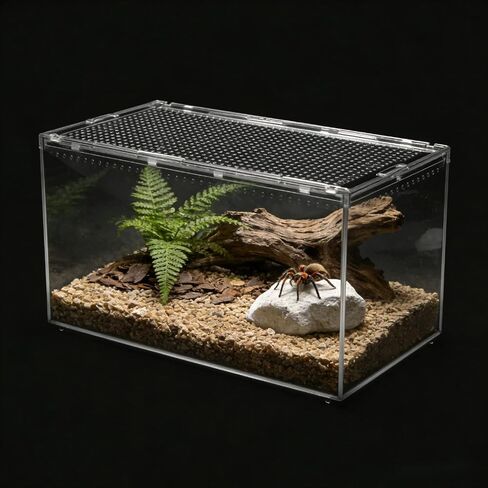PC reptile terrarium ، دبابة Gecko Leopard ، حاوية القفز عنكبوت ، حاوية السحلية ، مناسبة ل Gecko ، سرطان البحر ، ضفدع الأشجار ، Tarantula ، صلاة Mantis Habitat Starter (كبير) in Kuwait