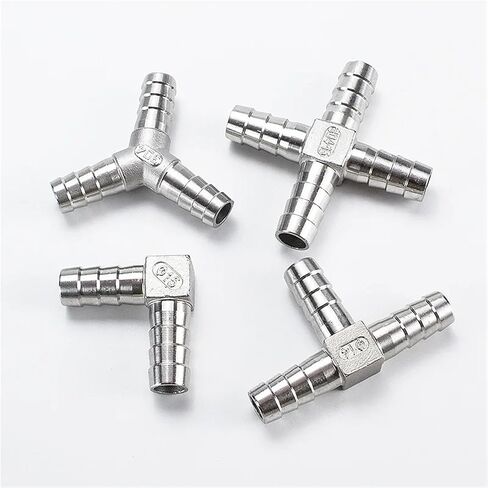 304 Stainless Steel T-Type 6/8/10/12/13/14/15/16/19/20/25/32/40/50mm Three-way Straight Through Joint Water Pipe 1Pcs(6mm) in Kuwait