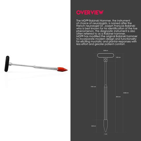MDF Instruments Babinski Neurological Reflex Hammer with Pointed tip for Superficial responses + MDF LUMiNiX Illuminator Medical Professional Diagnostic Penlight in Kuwait