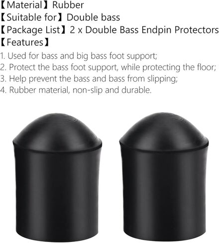 2Pcs Cello Stopper Set, 9.5mm Cello Endpin Rubber Cap, Antislip Double Bass Endpin Protectors Accessory for Protecting Bass Foot Support and Floor, 1.06 x 0.79 x 0.75in in Kuwait
