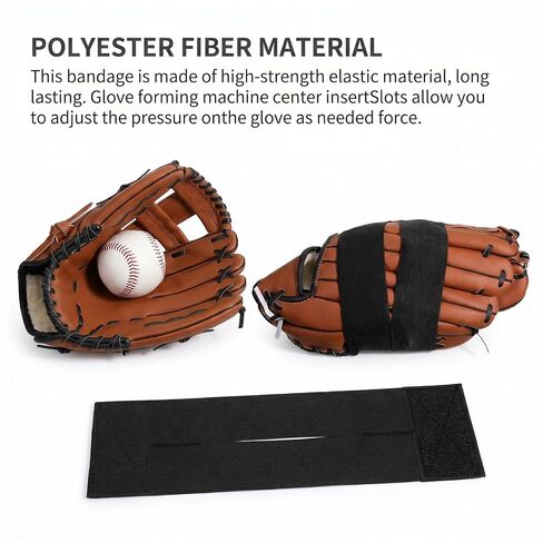 2 PCS Baseball Glove Wrap, Softball Glove Strap Elastic Band 13"x4" Nylon Black, Quick Pocket Formation for All Gloves, Players Accessories in Kuwait