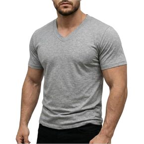Men's T-Shirts 2026 V Neck Short Sleeve Oversize Plain Summer Tops Loose Fit Casual Work Gym Basic Tees in Saudi Arabia