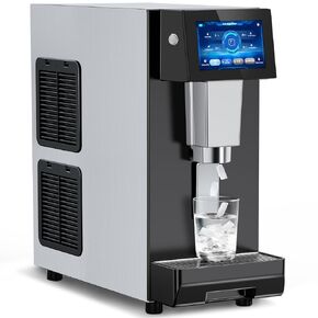 Commercial Nugget Ice Maker Machine, 100Lbs/24H Pellet Chewable Ice, 3-IN-1 Nugget Ice Maker with Ice & Water Dispenser, Self-Cleaning Countertop Stainless Steel Ice Machine for Business, Office,Party in Saudi Arabia