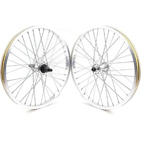 BMX Wheelset 20" 36H 120 Click 9T Hub Rear Axle Width 110mm Front 100mm Aluminum Alloy BMX Wheel Set (Silvery Wheelset) in Saudi Arabia