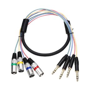 MECCANIXITY 1 قطعة كابل ثعبان XLR ذو 4 قنوات، 4 كابل XLR ذكر ملون إلى TRS6.35 كابل ميكروفون 4 اتجاهات سلك تصحيح ميكروفون صوت متوازن للتسجيل المباشر في استوديو المسرح، 32.8 قدم in Kuwait