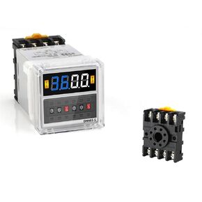 AC220V AC/DC24V AC/DC12V Digital Display Loop Delay Controller Time Relay Time Switch Relay with Socket Base DH48S Din Rail(AC DC 220V) in Kuwait