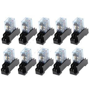 10 Sets LY2NJ 12VDC 24VDC 110VAC 220VAC Coil Power Mini Relay 8 Pins DPDT 10A LY2N-J HH62P JQX-13F with PTF08A Socket Base(DC 12V) in Kuwait