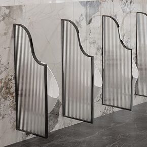 WallMounted Urinal Partition Privacy Screen for Public Restrooms Durable Metal Frame & Elegant Glass Panel Silver Urinal Divider for Enhanced Hygiene & Comfort in Saudi Arabia