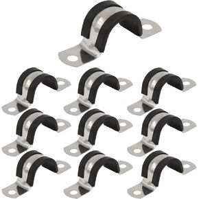 BokWin 3/4 Inch Stainless Steel Rigid Pipe Strap - Pipe Fasten Holder with 2 Holes U Bracket Cable Clamp Hanger for Secure Mounting, Conduit Straps Cable Clamp Set of 10 in Kuwait