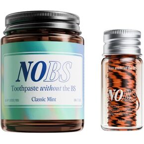 أقراص معجون أسنان NOBS (بدون أشياء سيئة) (3 أشهر) وخيط تنظيف الحرير الموسع - نانو هيدروكسيباتيت، خالي من الفلورايد، صديق للبيئة والسفر - يعيد المعادن مع NHA in Kuwait