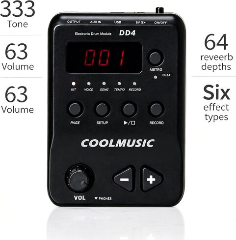 مجموعة الطبول الإلكترونية COOLMUSIC DD4 المكونة من ثماني قطع مع دواسة ركلة واقعية ورف سهل التجميع ووحدة الطبل بما في ذلك 50 مجموعة واتصال USB وMidi in Kuwait