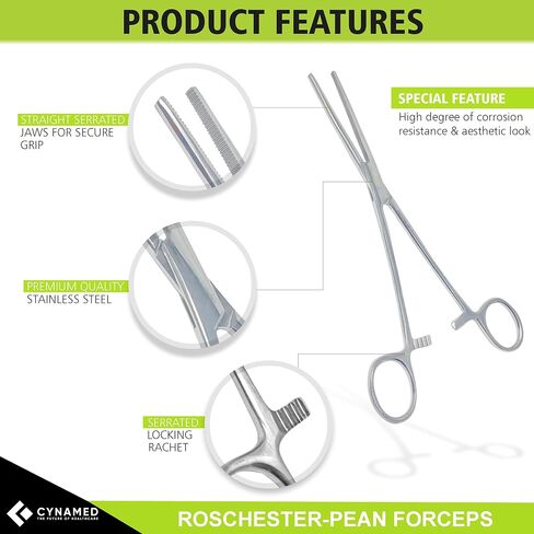2PC Heavy Duty Locking Forceps Clamps with Full Serrated Jaws - Premium Quality - Ideal Hemostats for Nurses Fishing Pruning Taxidermy Crafts Electronics and Hobby (Straight+Curved - 8 in.) in Saudi Arabia