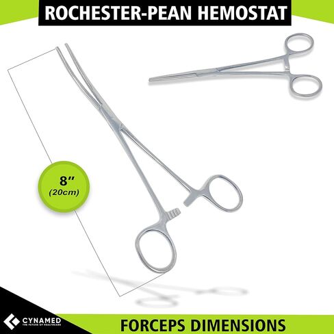 2PC Heavy Duty Locking Forceps Clamps with Full Serrated Jaws - Premium Quality - Ideal Hemostats for Nurses Fishing Pruning Taxidermy Crafts Electronics and Hobby (Straight+Curved - 8 in.) in Saudi Arabia
