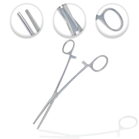 2PC Heavy Duty Locking Forceps Clamps with Full Serrated Jaws - Premium Quality - Ideal Hemostats for Nurses Fishing Pruning Taxidermy Crafts Electronics and Hobby (Straight+Curved - 8 in.) in Saudi Arabia