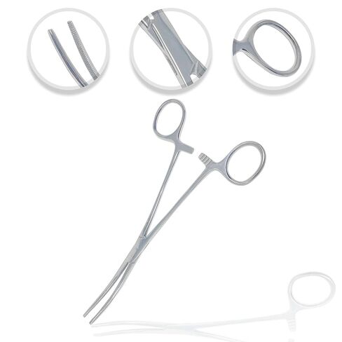 2PC Heavy Duty Locking Forceps Clamps with Full Serrated Jaws - Premium Quality - Ideal Hemostats for Nurses Fishing Pruning Taxidermy Crafts Electronics and Hobby (Straight+Curved - 8 in.) in Saudi Arabia