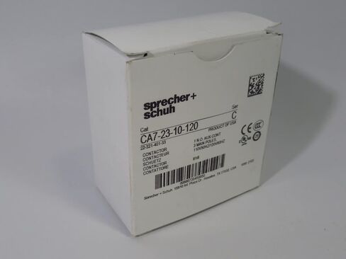SPRECHER & SCHUH CA7-23-10-120 FVNR 23A، 1NO AUX، ملف 120VAC، 23 AMP 3 Pole IEC CONTACTOR مع 1 NO، 3-Pole، CONTACTOR، جهة اتصال أساسية وملف 110/120VAC in Kuwait