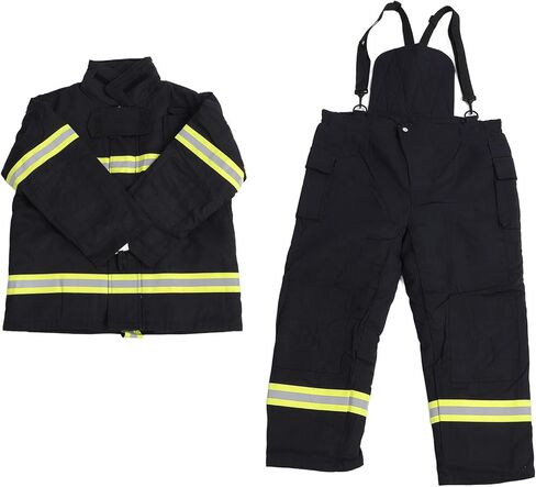 Eujgoov Flame Retardant Safety Suit Set Four Layers of Flame Retardant Insulation with Reflective Tape Lined with Removable Insulation Clothing Navy Blue XL in Kuwait