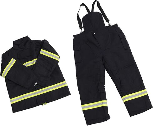 Eujgoov Flame Retardant Safety Suit Set Four Layers of Flame Retardant Insulation with Reflective Tape Lined with Removable Insulation Clothing Navy Blue XL in Kuwait