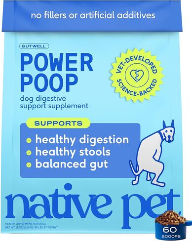 Gutwell Power Poop - إنزيمات وألياف هضمية للكلاب - مكملات ألياف الكلاب تساعد في الإغاثة في الإسهال ، واضطراب في المعدة ، وغاز الحيوانات الأليفة ، مع مزيج ثلاثي وألياف M -Fiber - 60 مغرفة in Kuwait