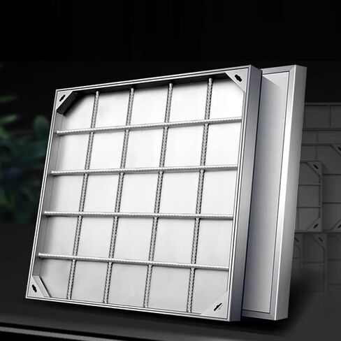 Invisible Square Drain Cover 304 Stainless Steel 300 x 300 mm Recessed Access Lid for Indoor & Outdoor UseWaterproof Floor Drain Grate in Kuwait