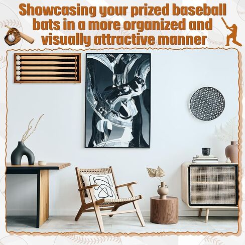 Seenelling 5 Baseball Bat Display Case Wall Mounted, Wooden Frame with UV Protection Acrylic Transparent Door, Vertical Horizontal Shadow Box Holder Rack Cabinet (Bats and Baseballs Not Included) in Kuwait