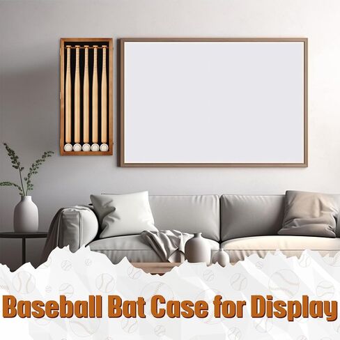 Seenelling 5 Baseball Bat Display Case Wall Mounted, Wooden Frame with UV Protection Acrylic Transparent Door, Vertical Horizontal Shadow Box Holder Rack Cabinet (Bats and Baseballs Not Included) in Kuwait