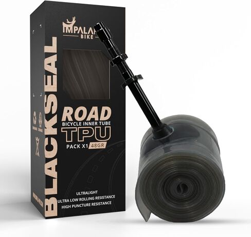 IMPALAPRO Black Seal - الأنبوب الداخلي من مادة TPU 700c 18–32C لدراجة الطريق | مصنوع من مادة TPU الممتازة مقاس 0.35 مم، وصمام بريستا المعدني المقوى وتصميم الاحتفاظ بالضغط in Kuwait