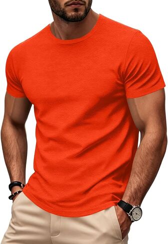 T-Shirts for Men Crewneck Short Sleeve Oversize Plain Summer Tops Loose Fit Casual Work Gym Basic Shirts in Kuwait