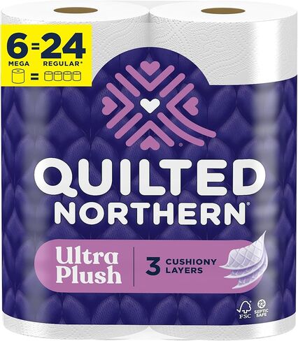 Quilted Northern Ultra Plush Toilet Paper, 8 Super Mega Rolls : 48 Regular Rolls, 3X Thicker*, 3 Ply Soft Toilet Tissue (Pack of 3) in Kuwait