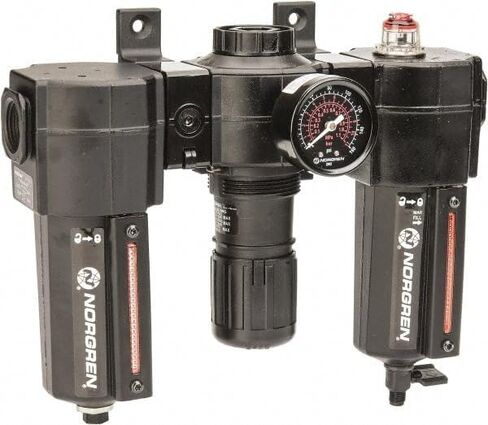 Norgren 24-074-160-260 FRL Combination Unit: 3/4 NPT, Standard, 3 Pc Filter-Regulator-Lubricator with Pressure Gauge in Kuwait
