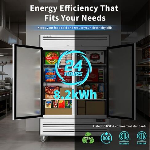 Coolake 49 قدم مكعب الفريزر التجاري، 54 "W Soild الباب تستقيم الفريزر مع 8 أرفف قابلة للتعديل، خالية من الصقيع الفولاذ المقاوم للصدأ الصناعية الوصول إلى الفريزر للمدرسة مطعم مقهى المطبخ الإعدادي in Kuwait
