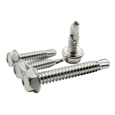 1Pcs 410 Stainless Steel Hexagonal Drill Tail Screw with Rubber Washer, Self Tapping and Self Drilling Dovetail M5.5(M5.5 * 65) in Kuwait