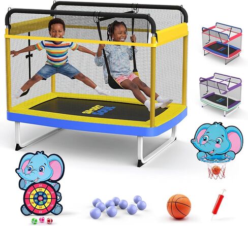 SPORTSOUL Kids Trampoline 4 x 6FT، مجموعة القفز واللعب 6 في 1 للأعمار من 1 إلى 8 سنوات in Kuwait