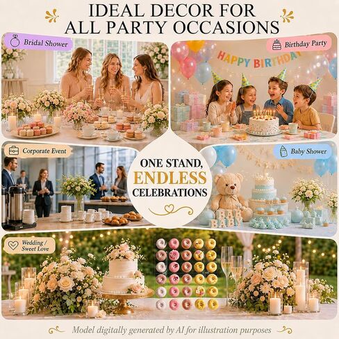 Large Donut Wall Display Stand - Holds Up to 60 Donuts & Bagels | 26 x 22 Inch Clear Acrylic Donut Board | Foldable Holder for Wedding, Baby Shower, Birthday Party & Dessert Table in Kuwait