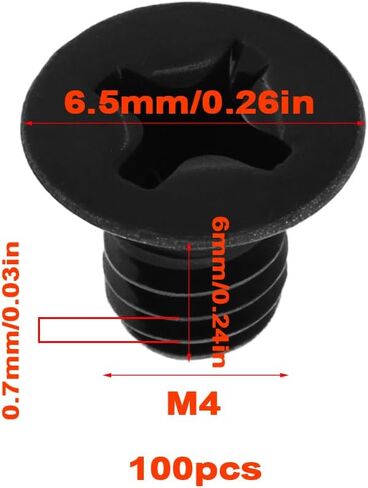 100 قطعة M4X6mm برغي آلة برأس مسطح متوافق مع ميلووكي 2557-20 M12 الوقود 3/8 بوصة برغي سقاطة متقاطع in Kuwait
