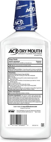 ACT Dry Mouth Anticavity Fluoride Mouthwash with Xylitol & Zero Alcohol, Soothing Mint, 33.8 fl. oz.(Pack of 3) in Kuwait