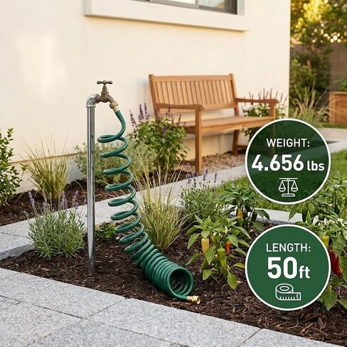 خرطوم ملفوف متعدد الأغراض من FarmTek - 5/8 بوصة، ري ذاتي اللف | تصميم من البولي يوريثين ذاتي اللف، مقاوم للأشعة فوق البنفسجية، قطر عالي التدفق 5/8 بوصة، خفيف الوزن، قابل للغسل والري in Kuwait