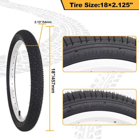 18 X 2.125 Bike Tire and Tube,18 Inch Kids Folding Bicycle Tire with Lever | Compatible with BMX Bike Road Bike Bicycle Folding Bike 2 Sets in Kuwait