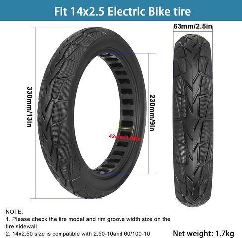 إطار كهربائي صلب مقاس 14x2.50 متوافق مع 2.50-10 و60/100-10، إطارات قرص العسل المقاومة للثقب، لاستبدال إطارات سكوتر الدراجة الإلكترونية in Kuwait