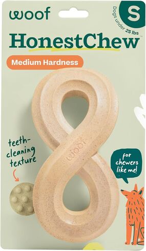 Woof Hourneschew Dog Toy Infinity - مضغ الكلاب المتين - مصنوع من المكونات الطبيعية القائمة على النبات - مقاومة للرقائق - أكثر أمانًا من عظام الكلاب - متوسطة in Kuwait