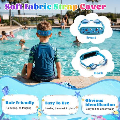 Konohan 6 Pack Kids Swim Goggles with Fabric Strap, Swimming Goggles for 3-14 Toddler Goggle No Tangle Adjustable Anti-fog Waterproof Bulk Pool Beach Party Favors for Kids Child Boys Girls in Kuwait