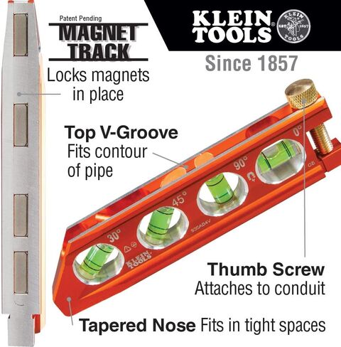 Klein Tools Magnetic Torpedo Level (935AB4V) and No-Dog Conduit Level (935AB1V) in Kuwait